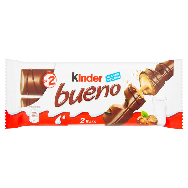 Kinder Bueno Hazelnut & Milk Chocolate Wafer Biscuit Snack Bar 30 x 43g Bars