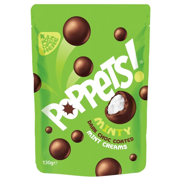 Poppets Dark Chocolate Coated Mint Creams Pouch 120g 9 x 120g Bags