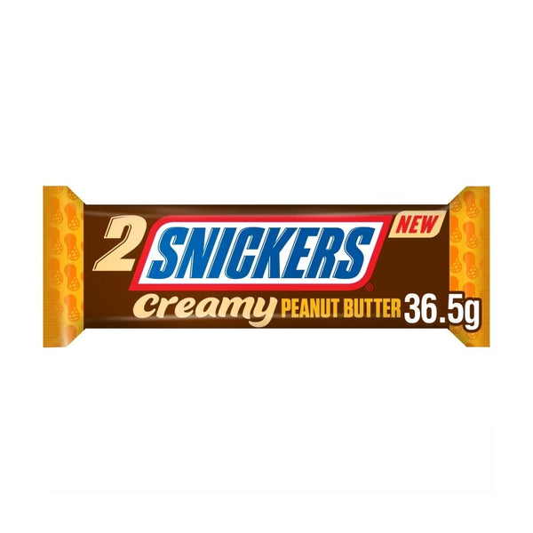 Snickers Creamy Peanut Butter & Milk Chocolate Snack Bar Duo 36.5g 24 x 36.5g Bars