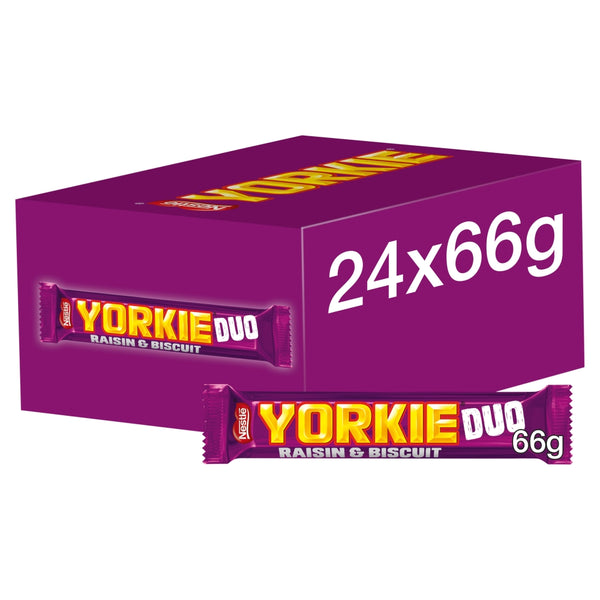 Yorkie Raisin & Biscuit Chocolate Duo Bar 66g x 24