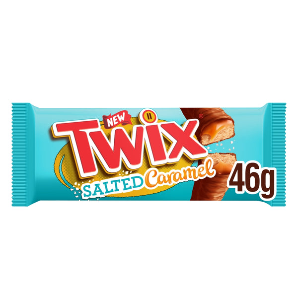 Twix Salted Caramel & Milk Chocolate Fingers Biscuit Snack Bar 46g 30 x 46g Bars