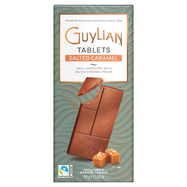 Guylian Tablets Milk Chocolate with Salted Caramel Pieces 12 x (4 x 25g) 100g Bars