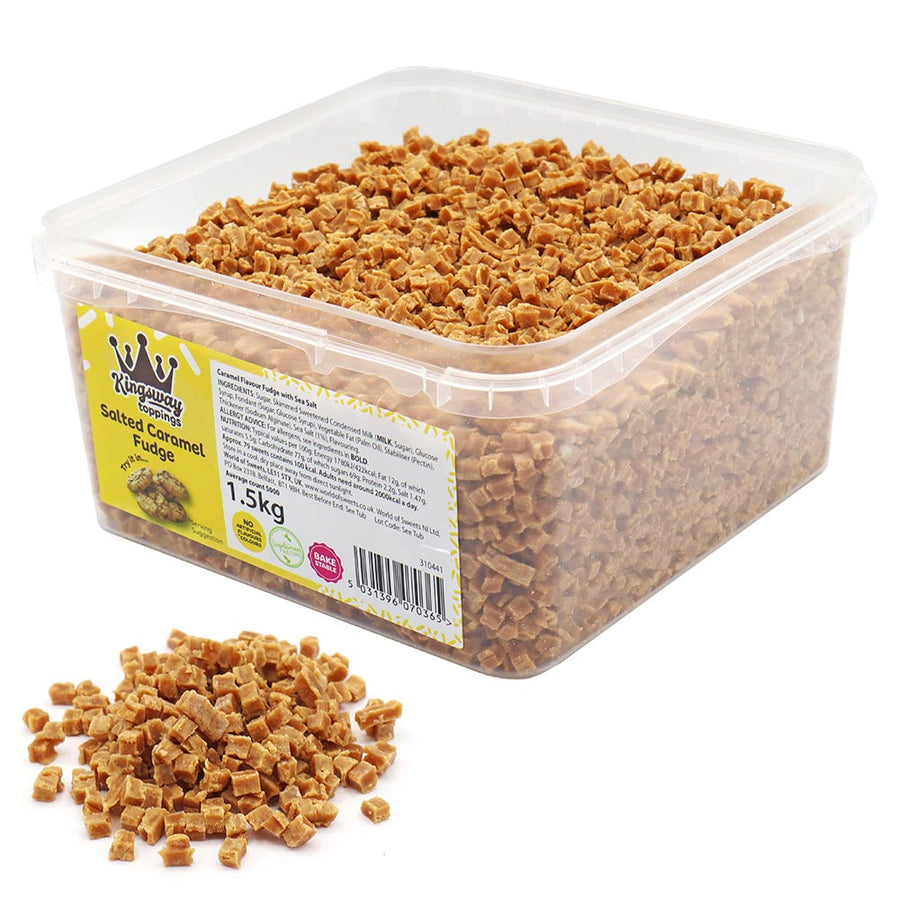 Kingsway Toppings Salted Caramel Fudge Pieces Tub 1.5kg