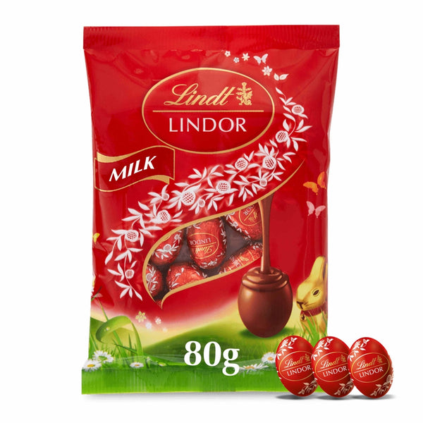 Lindt Lindor Milk Chocolate Easter Mini Eggs Bag 80g x 16 Bags