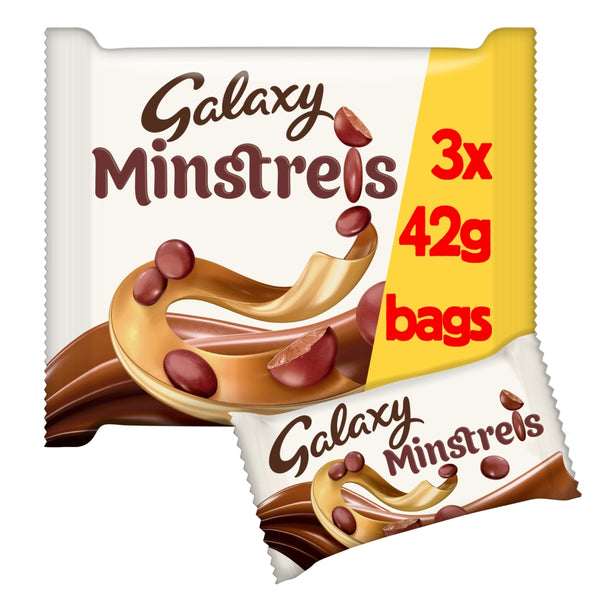 Galaxy Minstrels Milk Chocolate Buttons 3 Pack Multipack 126g 12 x ( 3x42g)