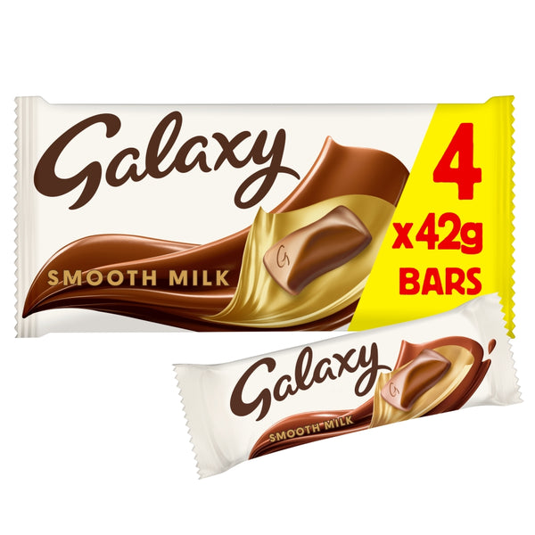 Galaxy Smooth Milk Chocolate Snack Bars Multipack Vegetarian 4x42g (15 x 168g Multipacks)