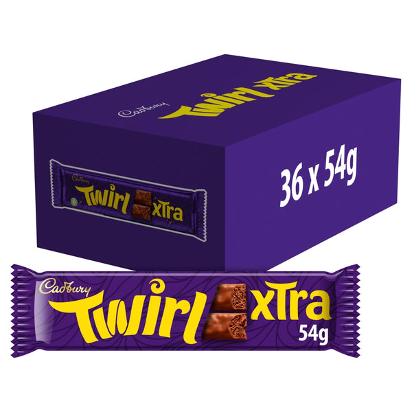 Cadbury Twirl Xtra Duo Chocolate Bar 54g 36 x 54g Bars