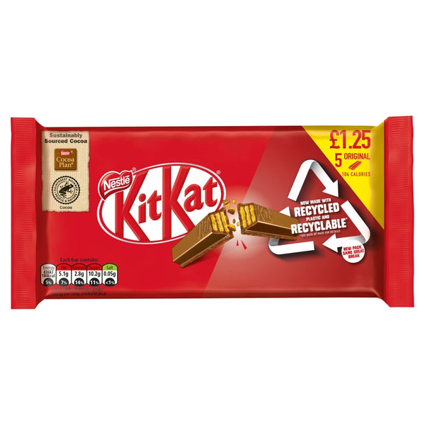 Kit Kat 2 Finger Milk Chocolate Biscuit Bar Multipack 5 Pack PMP £1.25 18 x 103.5g Multipacks