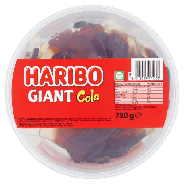 Haribo Giant Cola Bottles Tub 720g