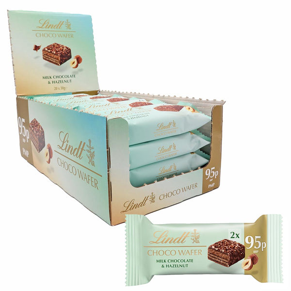 Lindt Milk Chocolate and Hazelnut CHOCO WAFER Bar 30g 95p PMP x 20 Packs