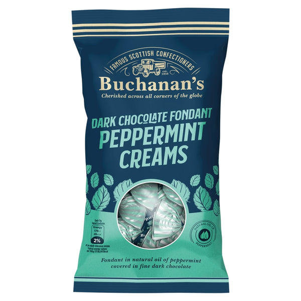 Buchanan's Dark Chocolate Fondant Peppermint Creams Bag 120g x 12 Bags