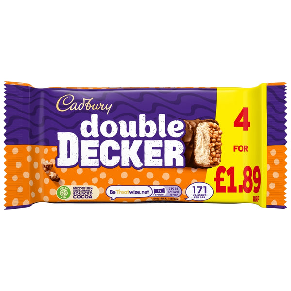Cadbury Double Decker Chocolate Bar 4 Pack Multipack 149.2g £1.89 PMP 8 x (4 x 37.3g) Multipacks