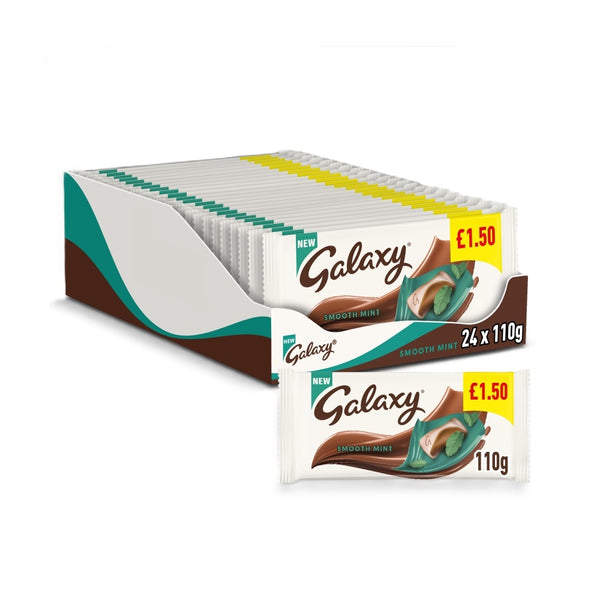 Galaxy Smooth Mint Chocolate Block Bar 24 x 110g £1.50 PMP