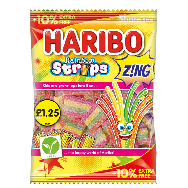 Haribo Rainbow Strips Z!NG Bag 12 x 143g £1.25 + 10% Extra Free