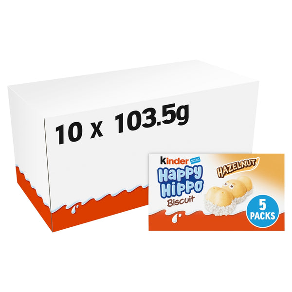 Kinder Happy Hippo Milk Chocolate and Hazelnut Biscuits 10 x (5 x 20.7g) Multipacks