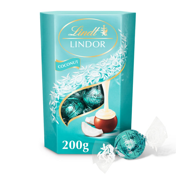 Lindt Lindor Coconut Chocolate Truffles Box 200g 1 x 200g Box