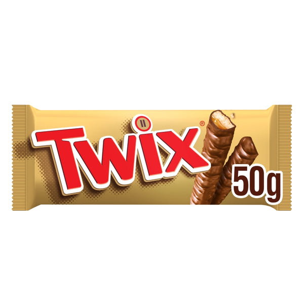Twix Caramel & Milk Chocolate Fingers Biscuit Snack Bar 50g 25 x 50g Bars