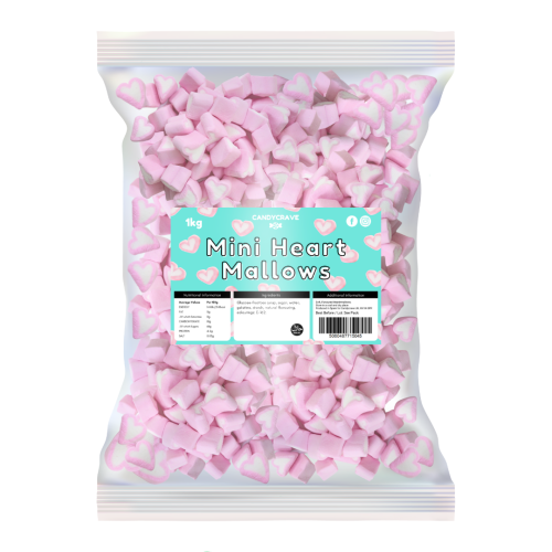 Candycrave Pink & White Micro Heart Mallows 1kg