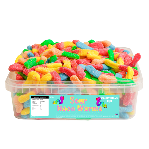 Candycrave Sour Neon Worm Tub 600g