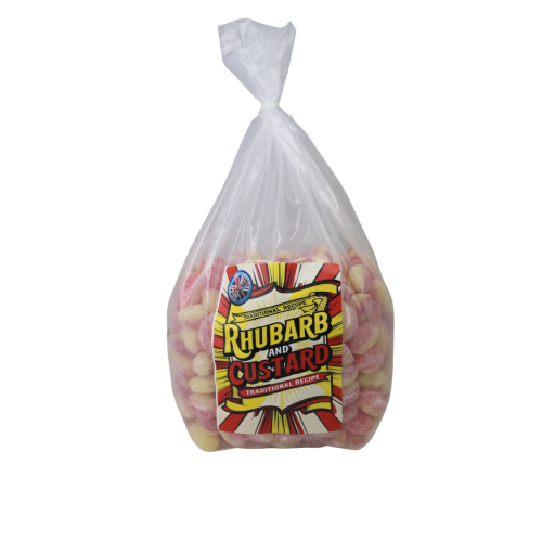 Mitre Rhubarb and Custard Cubes Poly Bag 3kg