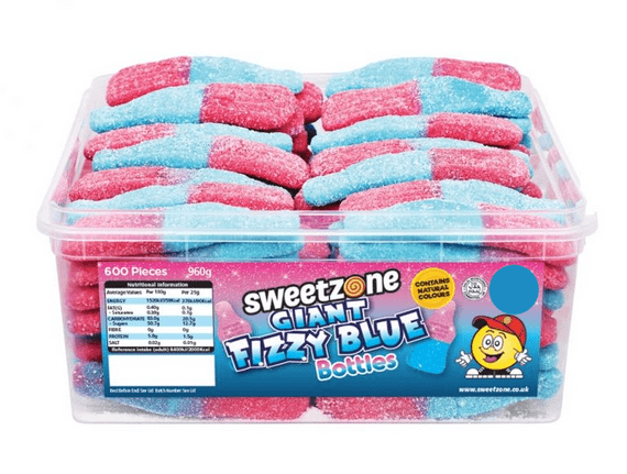 Sweetzone Tub 10p Giant Fizzy Blue Bottles 805g
