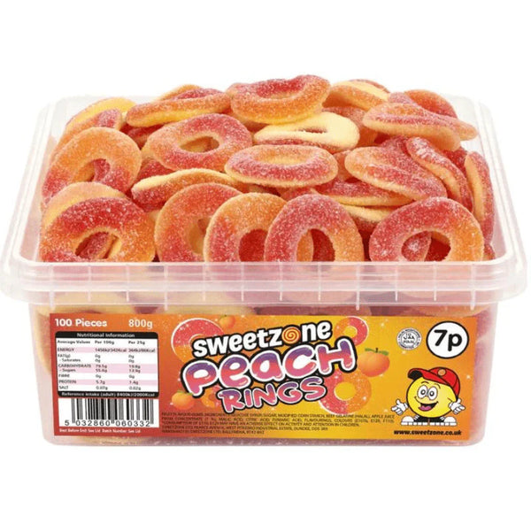 Sweetzone Tub Peach Rings 800g 100pk