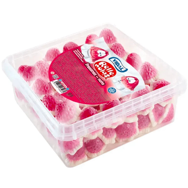 Vidal 75pk Tub Jelly Fill Strawberries & Cream Tub