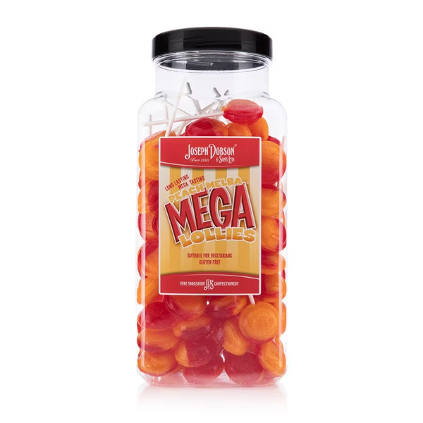 Dobsons Peach Melba Mega Lollies Jar 1.9kg
