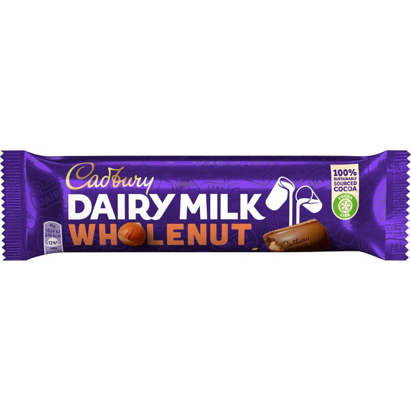 Cadbury Dairy Milk Wholenut Chocolate Bar 45g 48 x 45g Bars