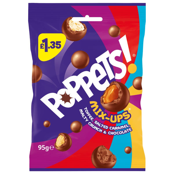 Poppets Mix-Ups Toffee, Salted Caramel, Malty Crunch & Chocolate 120g £1.35 PMP x 10