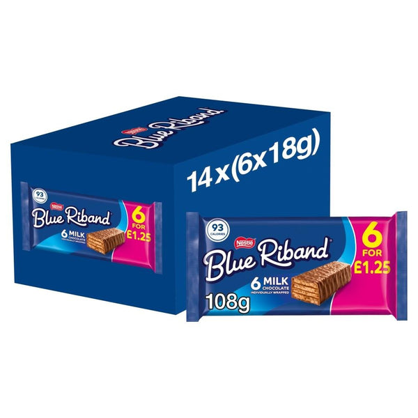 Blue Riband Milk Chocolate Wafer Biscuit Bar Multipack 6 Pack PMP £1.25 4 x 108g Multipacks