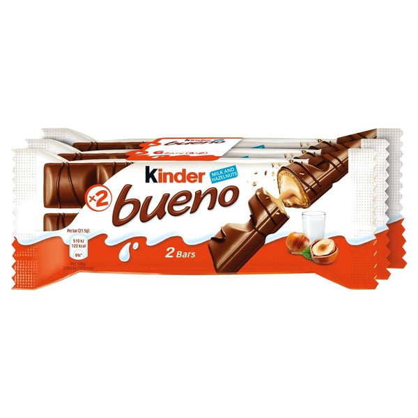 Kinder Bueno Duo Bar Milk Chocolate and Hazelnuts Lunch Box 10 x (3 x 43g Bars)