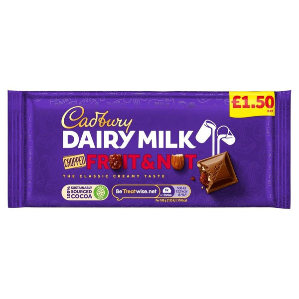 Cadbury Dairy Milk Chopped Fruit and Nut Chocolate Bar 95g £1.50 PMP 22 x 95g Bars