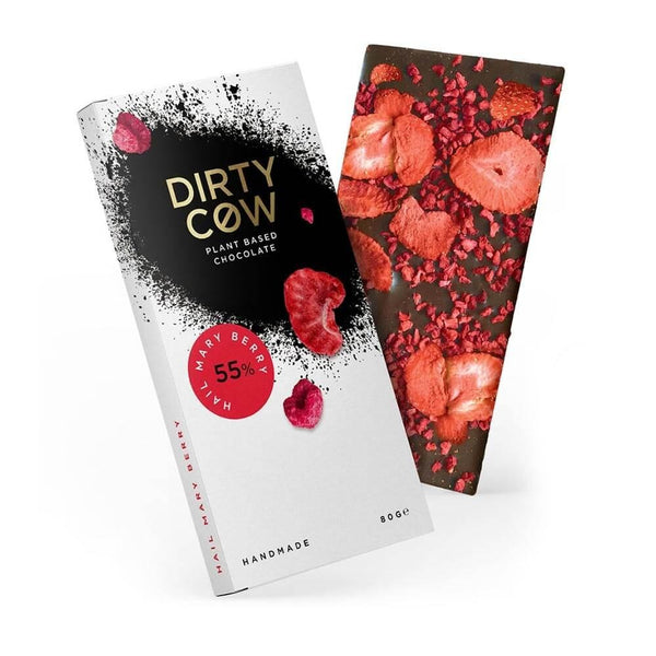 Dirty Cow Hail Mary Berry Plant Based Chocolate Bar 80g 1 x 80g Bar