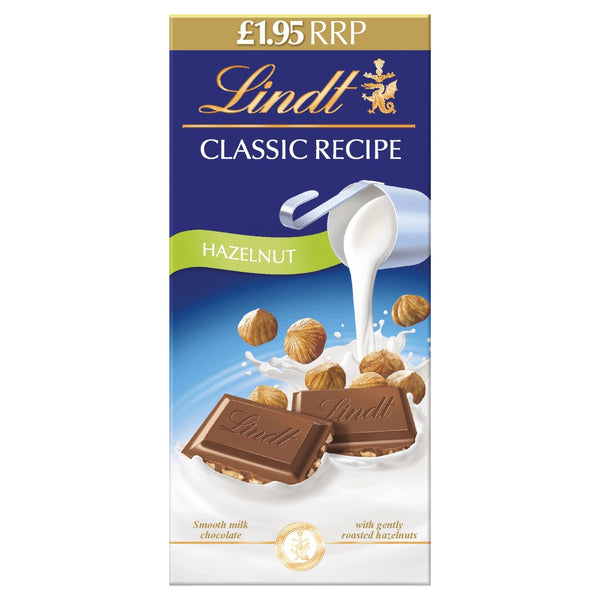 Lindt Classic Recipe Milk Hazelnut Chocolate Bar 100g £1.95 PMP 8 x 100g Bars