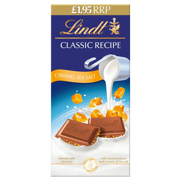 Lindt Classic Recipe Milk Caramel Sea Salt Chocolate Bar 100g £1.95 PMP 8 x 100g Bars