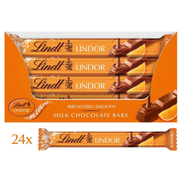 Lindt Lindor Orange Milk Chocolate Treat Bar 38g 24 x 38g Bars