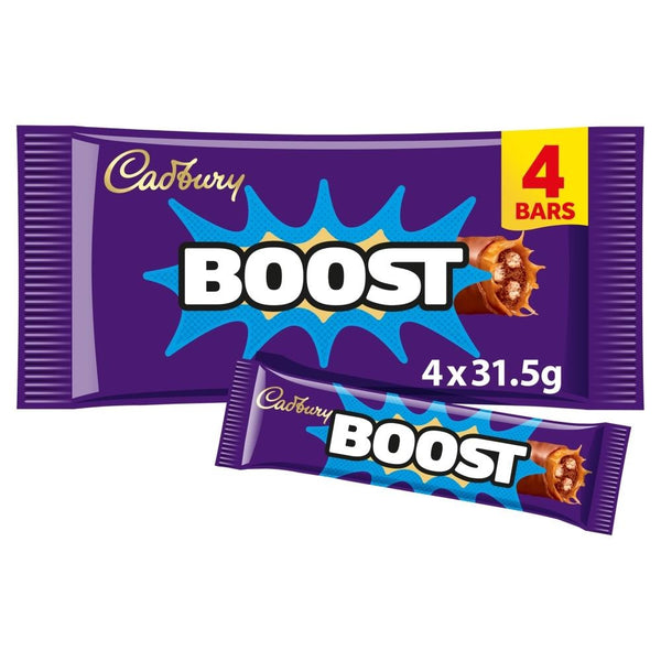Cadbury Boost Chocolate Bar 4 Pack Multipack 126g 12 x (4 x 31.5g) Mulitpacks