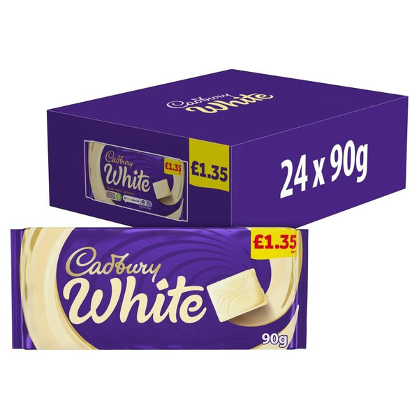 Cadbury White Chocolate Bar 90g £1.35 PMP 24 x 90g Bars