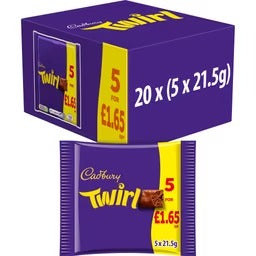 Cadbury Twirl Chocolate Bar 5 Pack Multipack 107.5g £1.65 PMP 20 x (5 x 21.5g) Multipacks