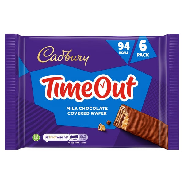 Cadbury Timeout Milk Chocolate Covered Wafer 6 Pack 108g 13 x (6 x 18g) Multipacks