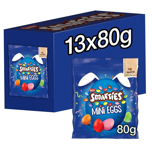 Smarties Milk Chocolate Easter Mini Eggs Sharing Bag 80g x 13 Bags