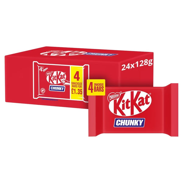 KitKat Chunky Milk Chocolate Snacksize Bar 4 Pack Multipack 128g PMP £1.35 24 x (4 x 32g) Multipacks