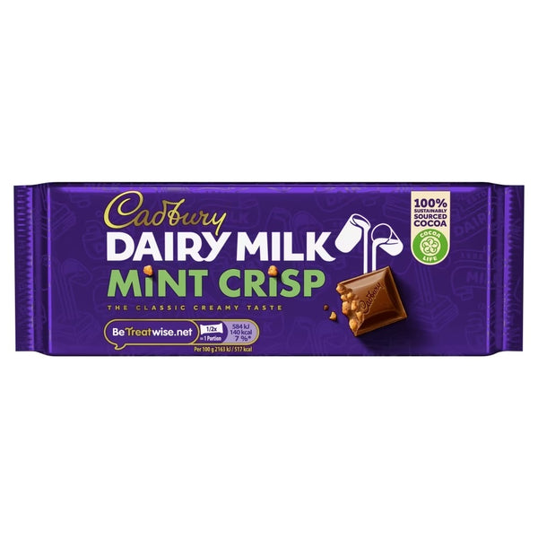 Cadbury Dairy Milk Mint Crisp Chocolate Bar 53g (Irish) x 48