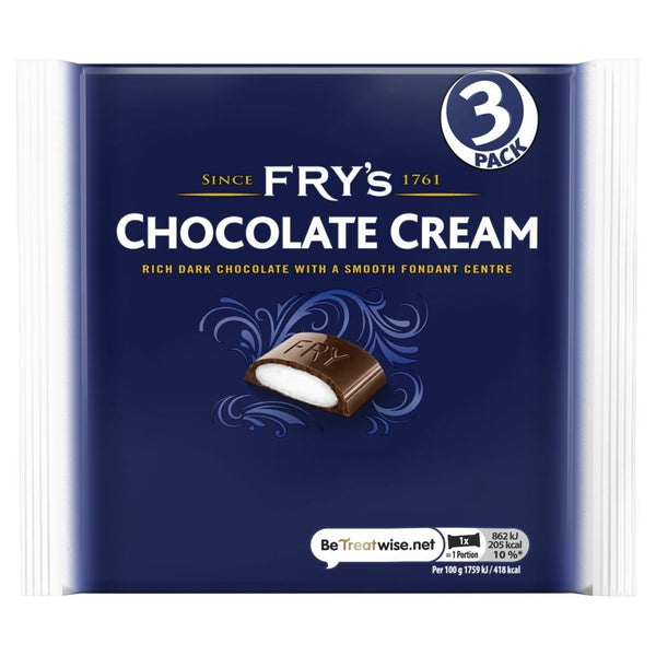 Fry's Chocolate Cream Chocolate Bar 3 Pack 147g 16 x ( 3 x 49g)