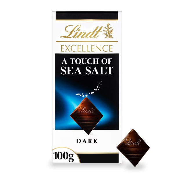 Lindt Excellence Dark Sea Salt Chocolate Bar 100g x 8 Bars