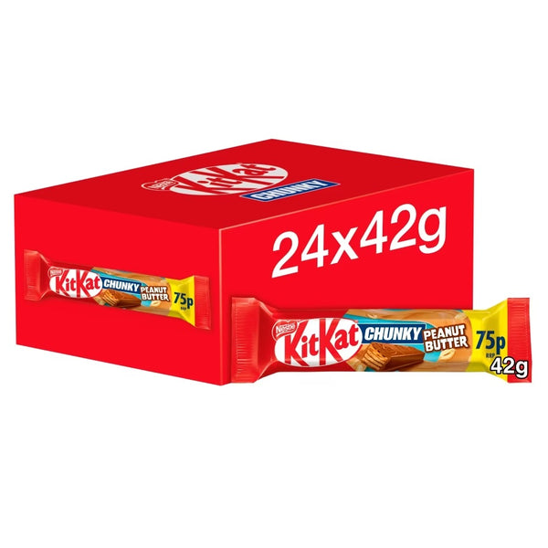 KitKat Chunky Peanut Butter Chocolate Bar 42g PMP 75p x 24 Bars