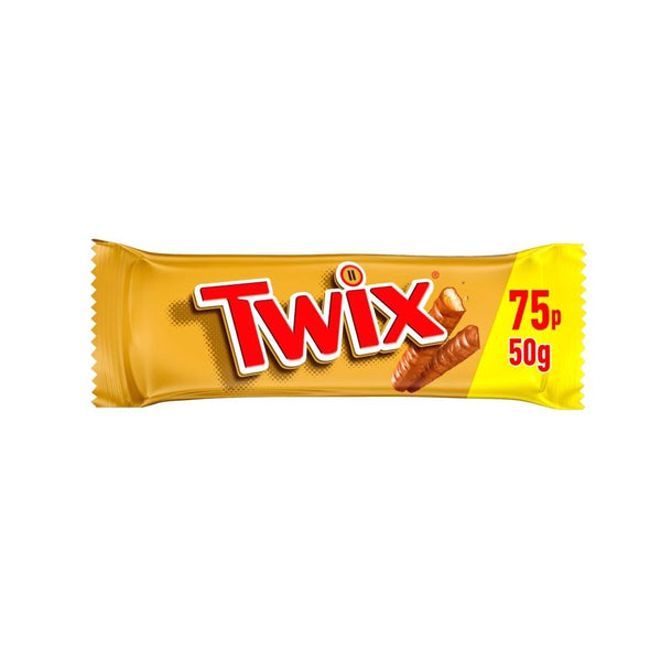 Twix Caramel & Milk Chocolate Fingers Biscuit Snack 50g 75p PMP 32 x 50g Bars