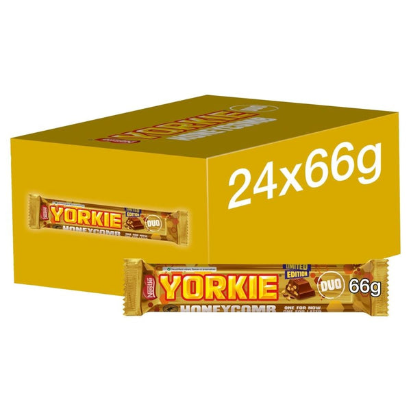 Yorkie Honeycomb Milk Chocolate DUO Bar 66g 24 x 66g Bars