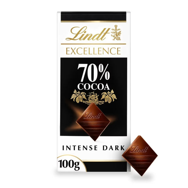 Lindt Excellence Dark 70% Cocoa Chocolate Bar 100g x 8
